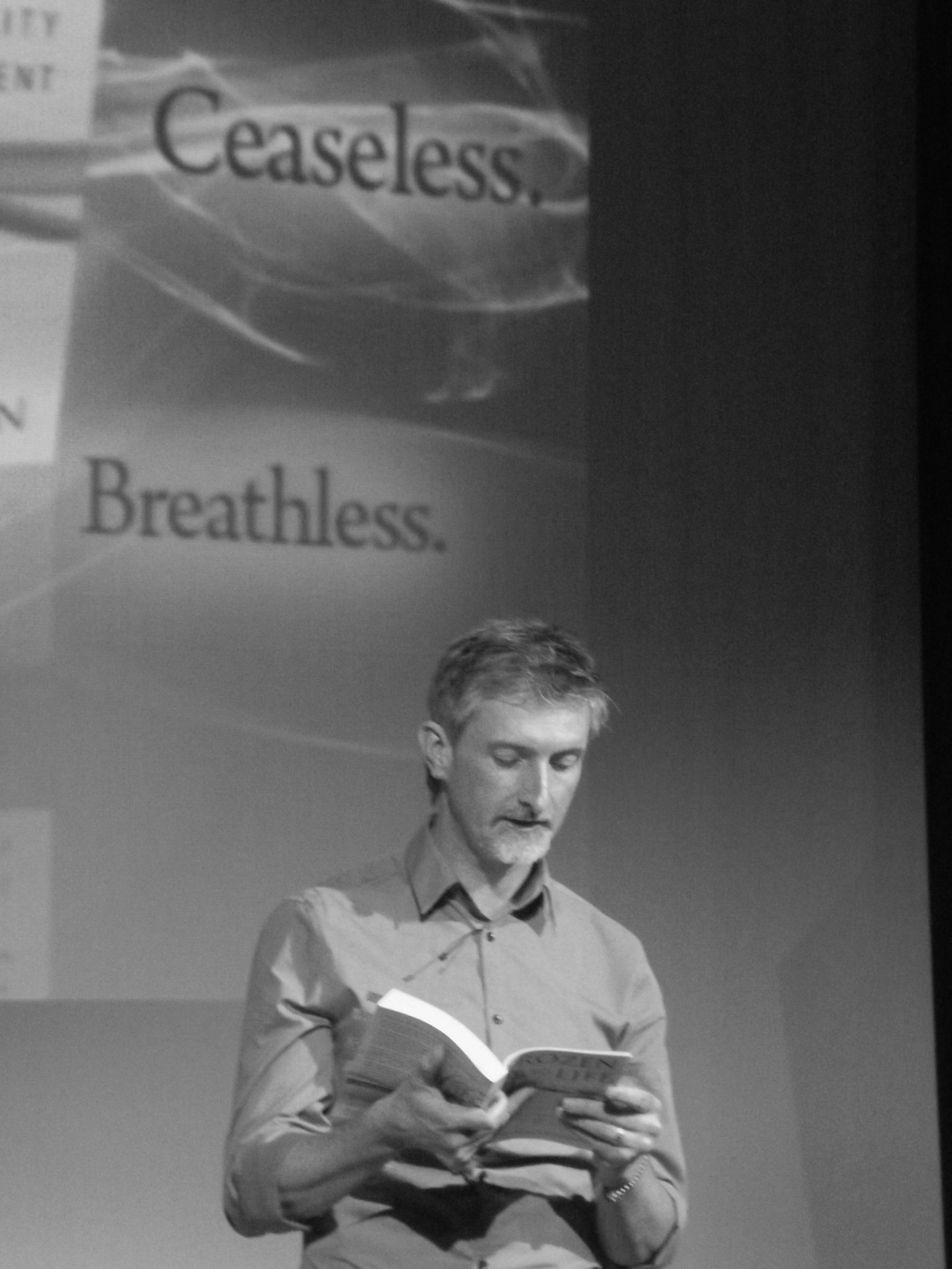 DJ reading at book launch